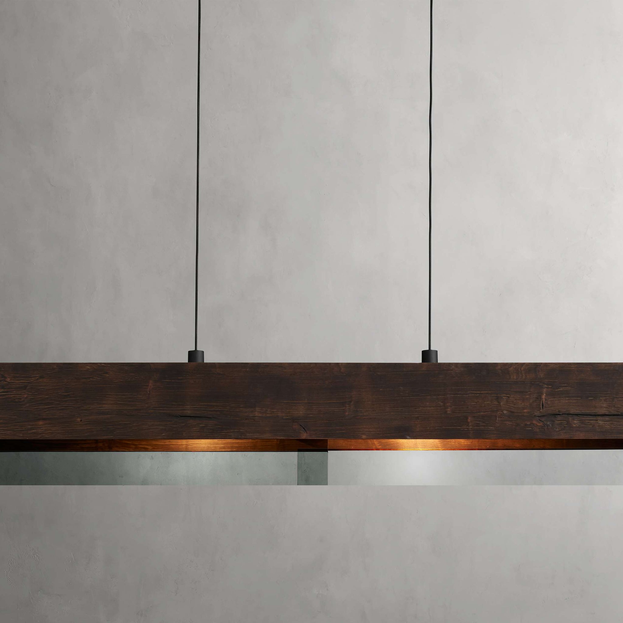Lena Linear Wood Glass Chandelier 47'' 62" 72"L