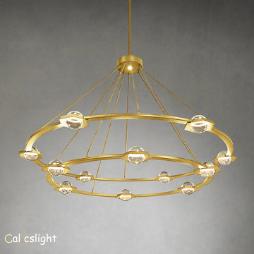 Elegant 2-Tier Round Chandelier 60"