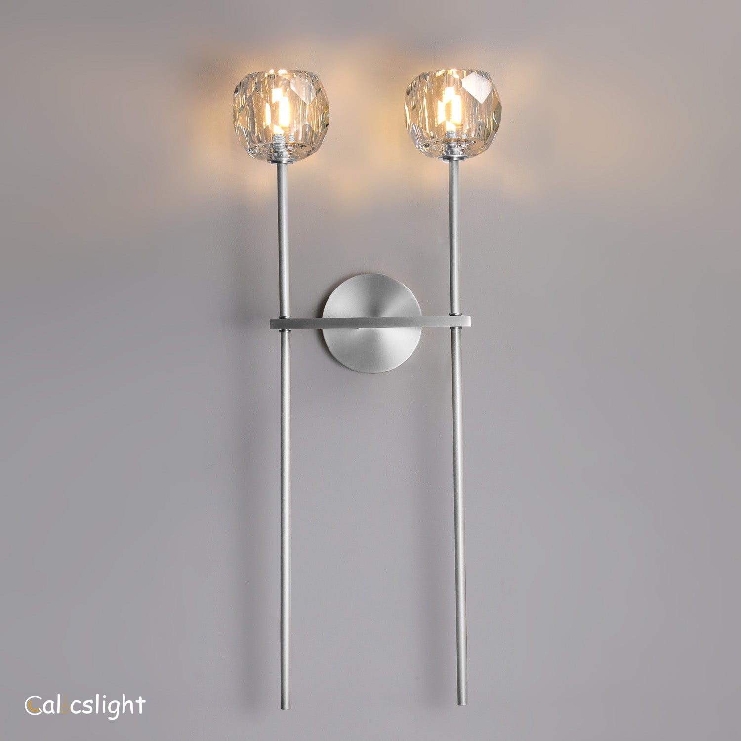 Bille De Clear Crystal Double Ball Wall Sconce 28"H