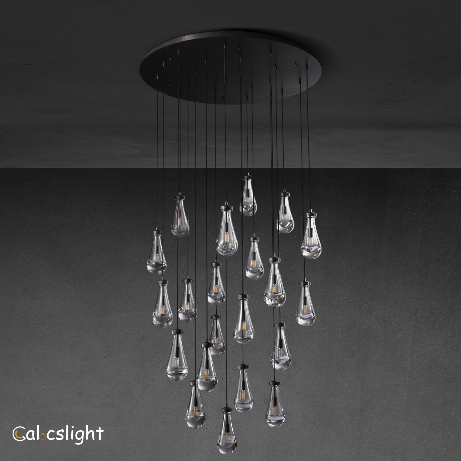 Raindrop Glass Round Chandelier 47"