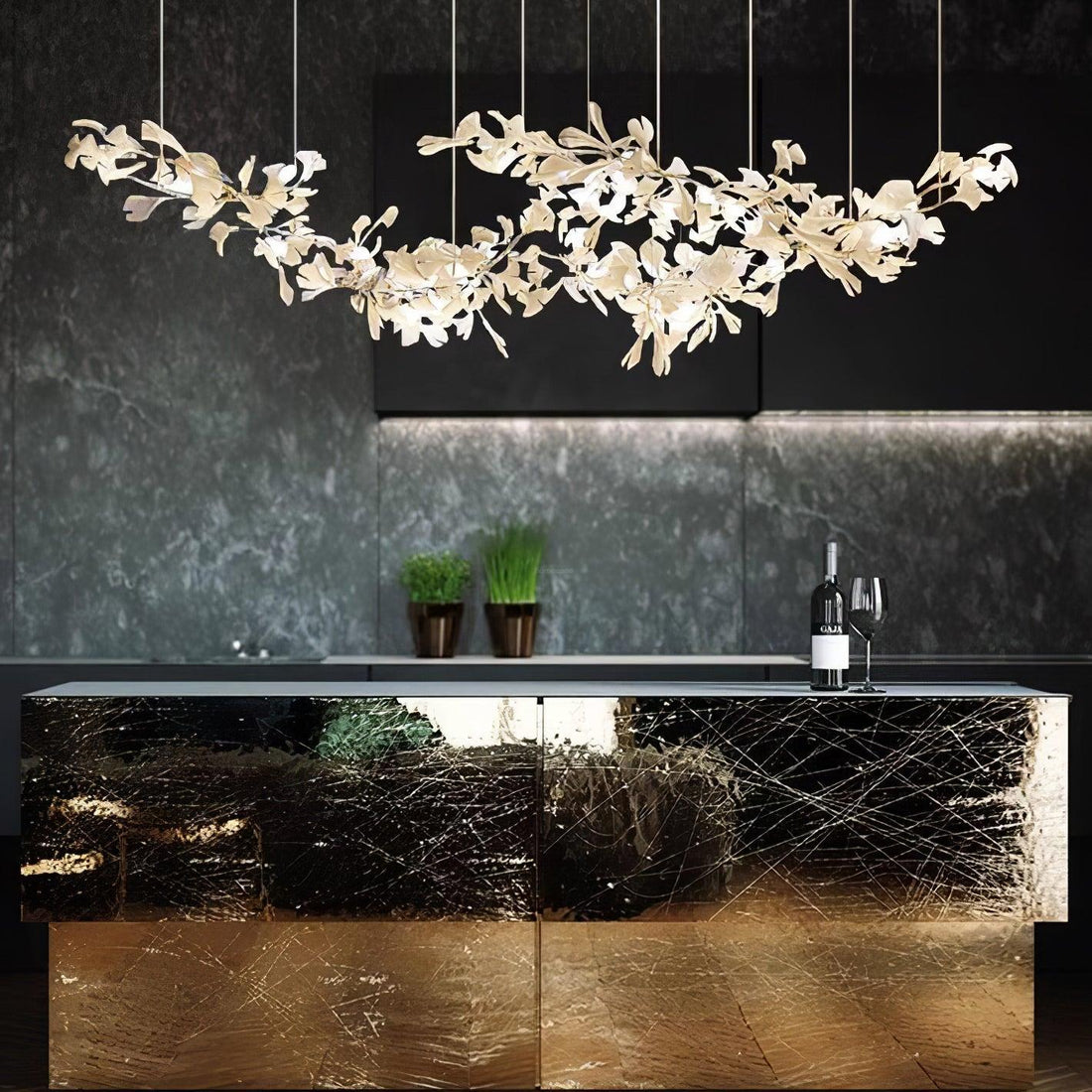 Ginkgo Chandelier with Double Layer Combination