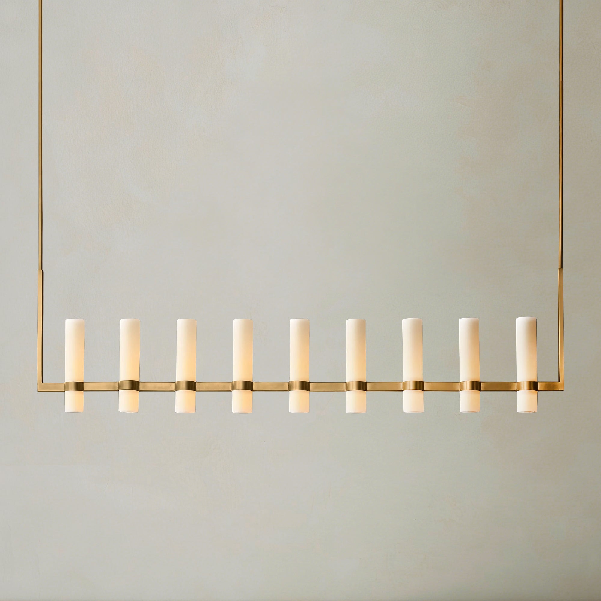 Ravelle Milk Glass Linear Chandelier 71"