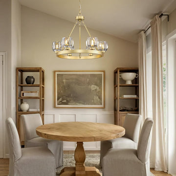 Modern Crystal Farmhouse Wagon Wheel Chandeliers for Dining Room