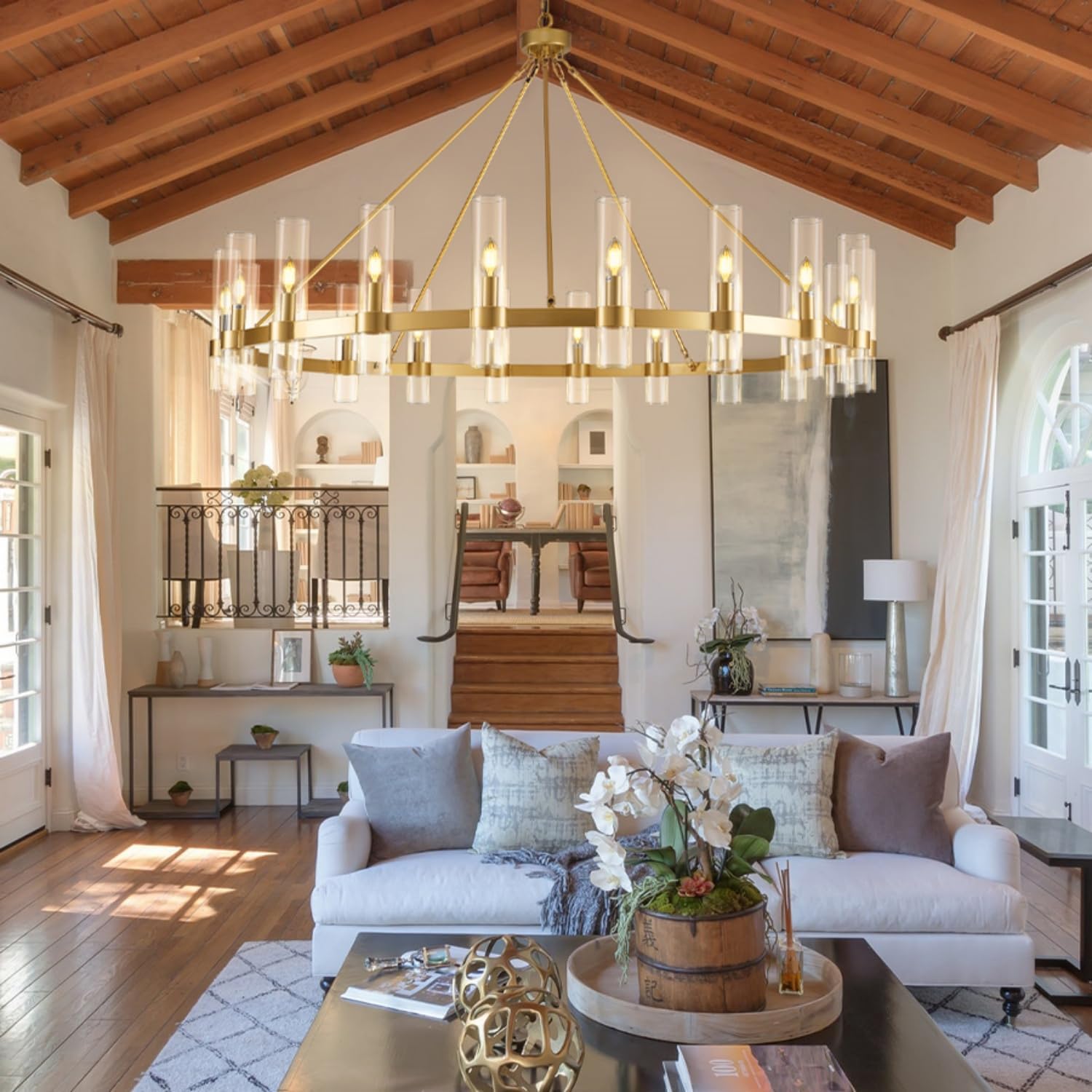 Farmhouse Wagon Wheel Chandelier 60" 70" - Fast Delivery-1-Luxehomezone