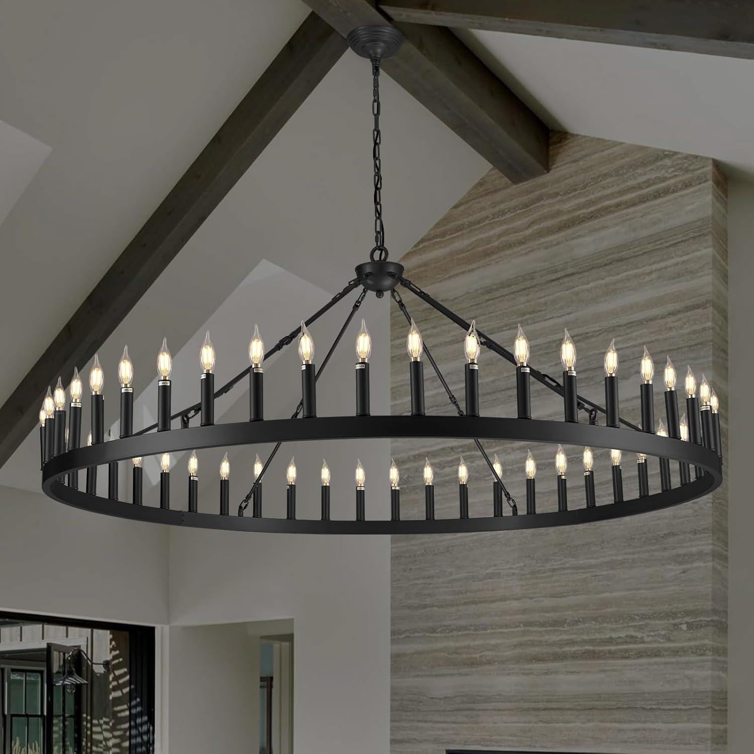 Vintage Filament Round Chandelier 64'' - Fast Delivery-1-Luxehomezone
