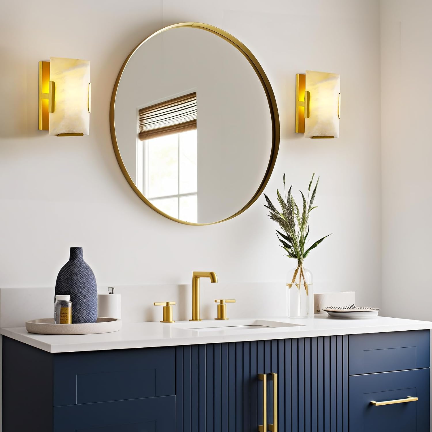 Alabaster Wall Sconces, Modern Marble Stone Sconces Wall Lighting - Fast Delivery-1-Luxehomezone