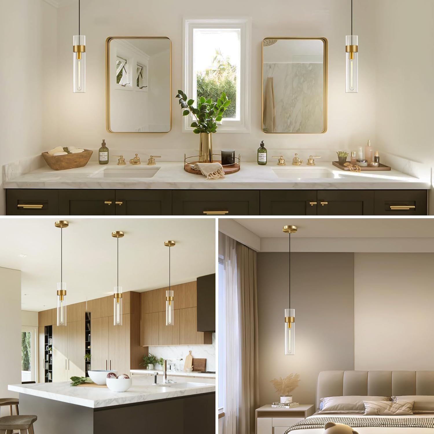 Modern Glass Brass Pendant Lights Kitchen Island - Fast Delivery-1-Luxehomezone