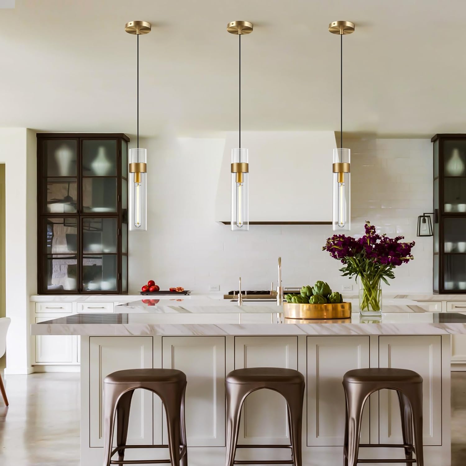 Modern Glass Brass Pendant Lights Kitchen Island - Fast Delivery-1-Luxehomezone