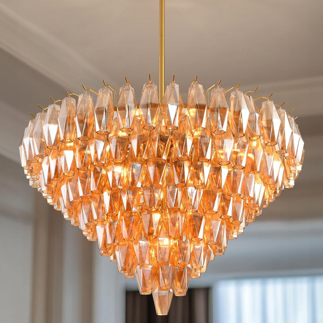 Modern Evelyn Glass Round Chandelier 36"