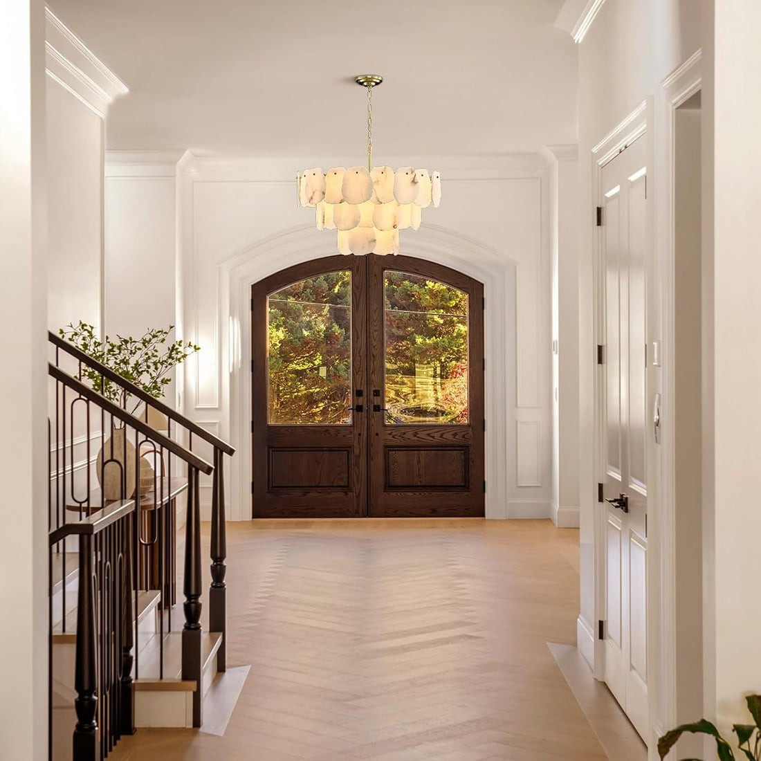 Talan Alabaster Round 3-Tier Chandelier 32″