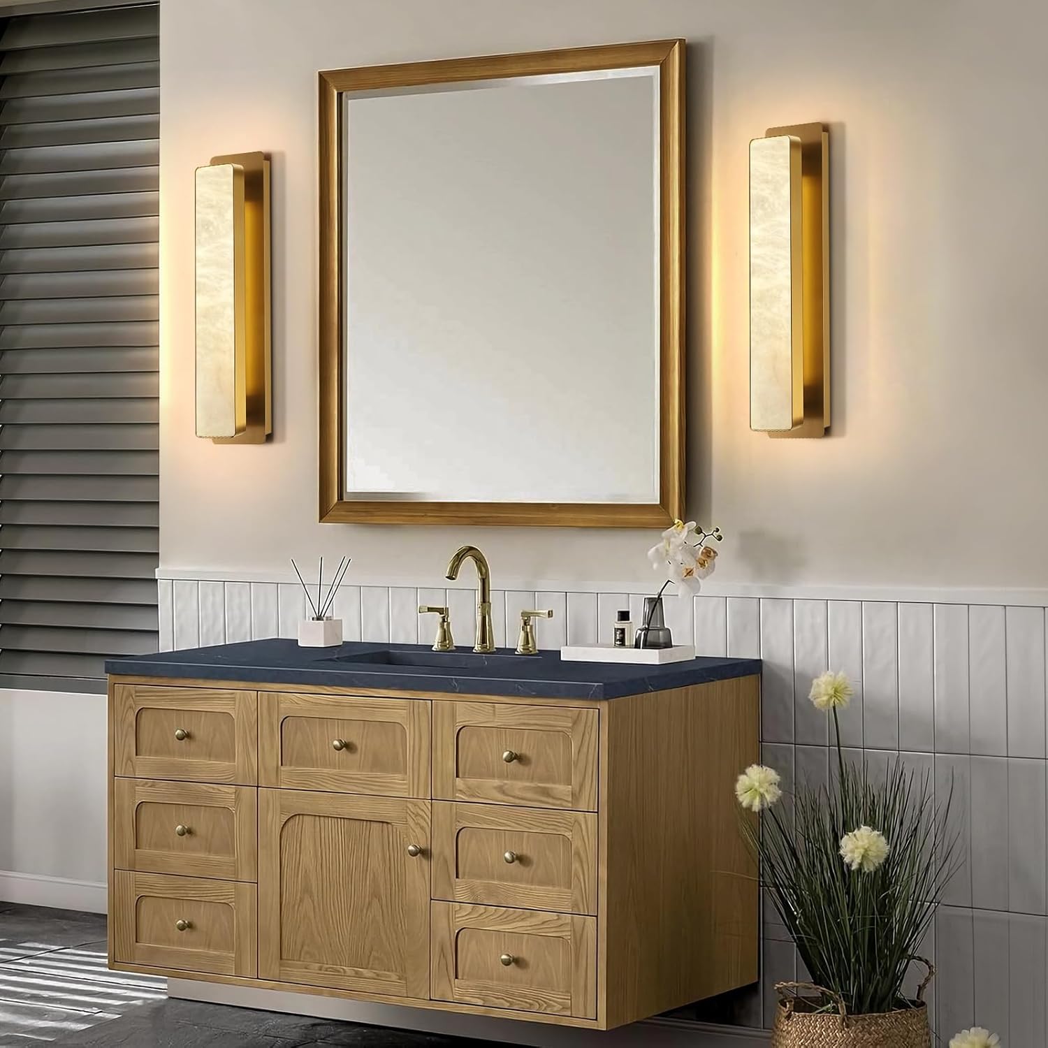 Alabaster Wall Sconces 20" - Fast Delivery-1-Luxehomezone