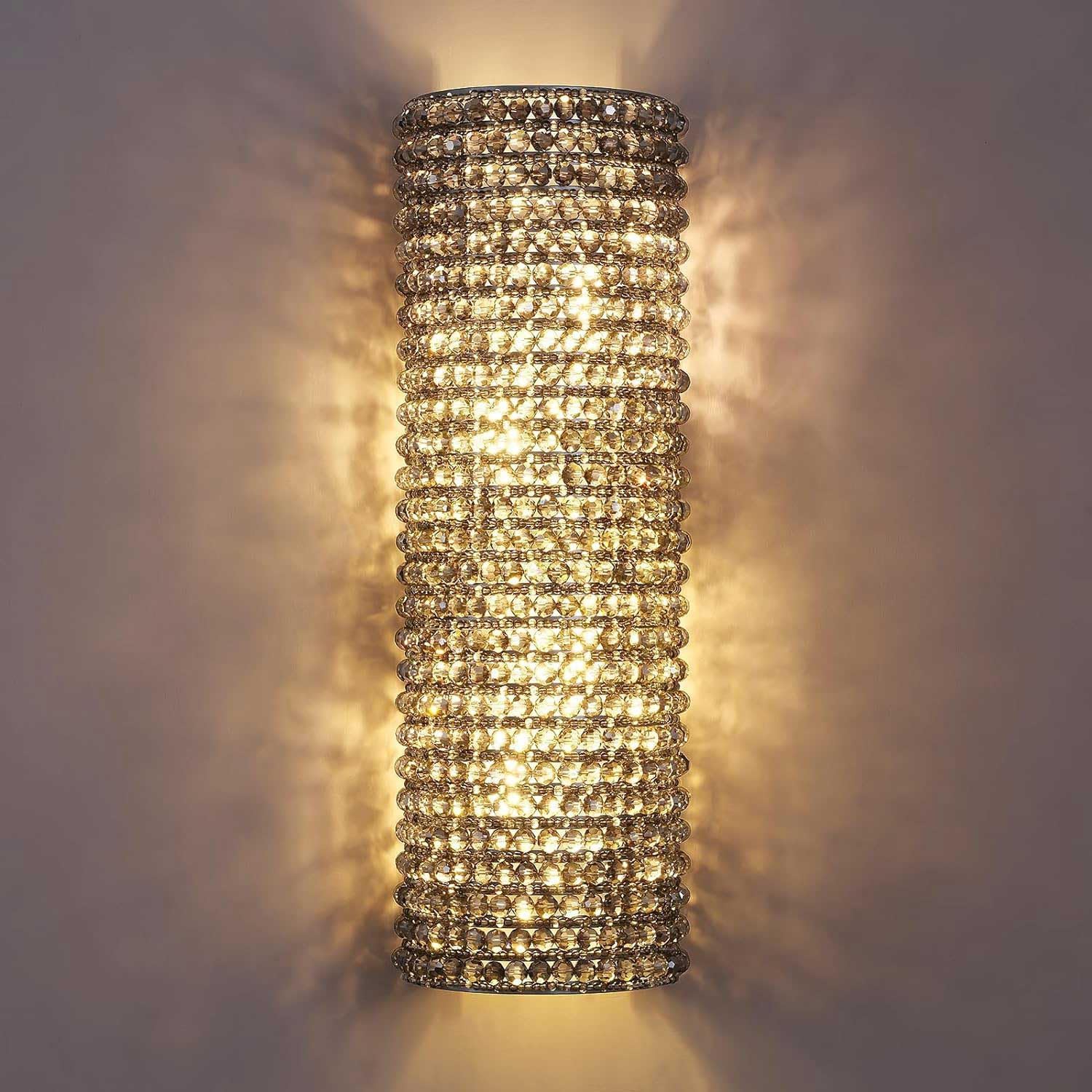 Smoke Grey Crystal Beaded Wall Sconce Light - Fast Delivery-1-Luxehomezone
