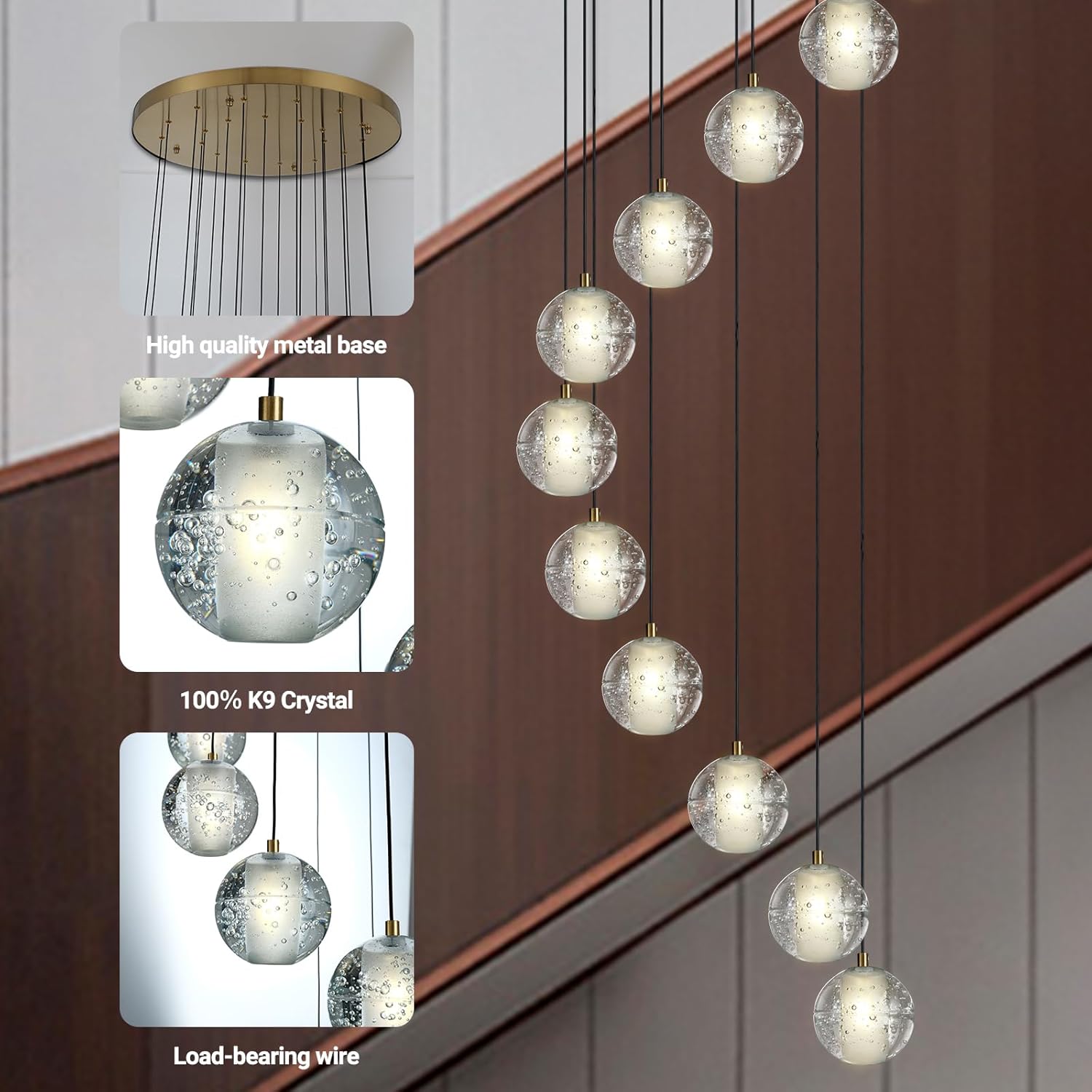 Large LED Pendant Chandeliers with Crystal Bubble Ball - Fast Delivery-1-Luxehomezone