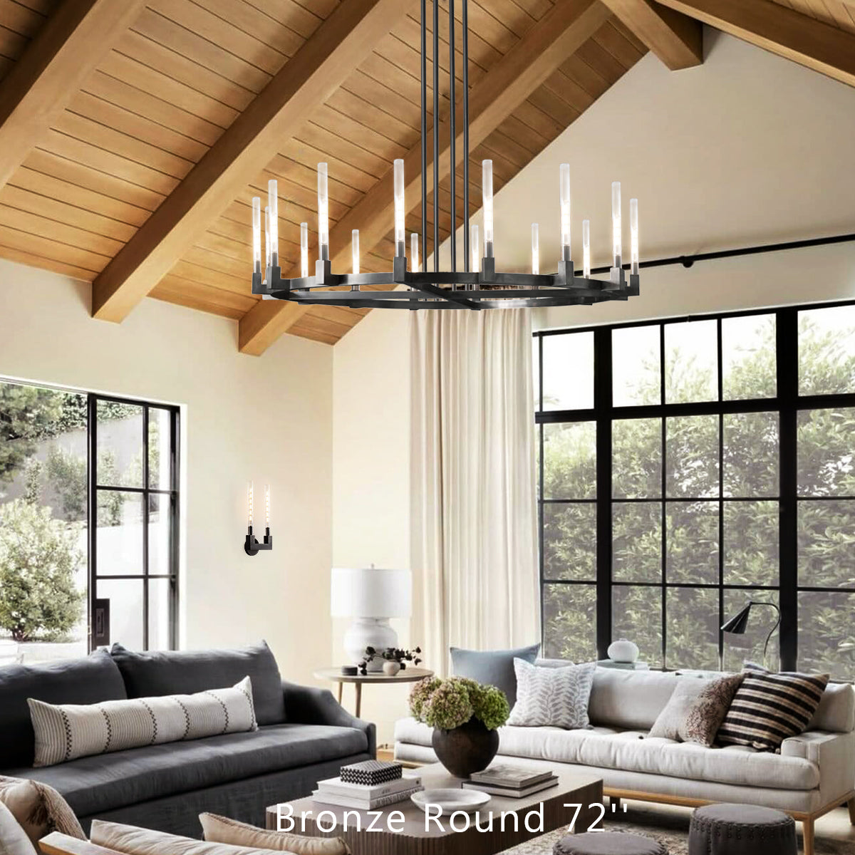 Candlestick Brass Round Chandelier 72"