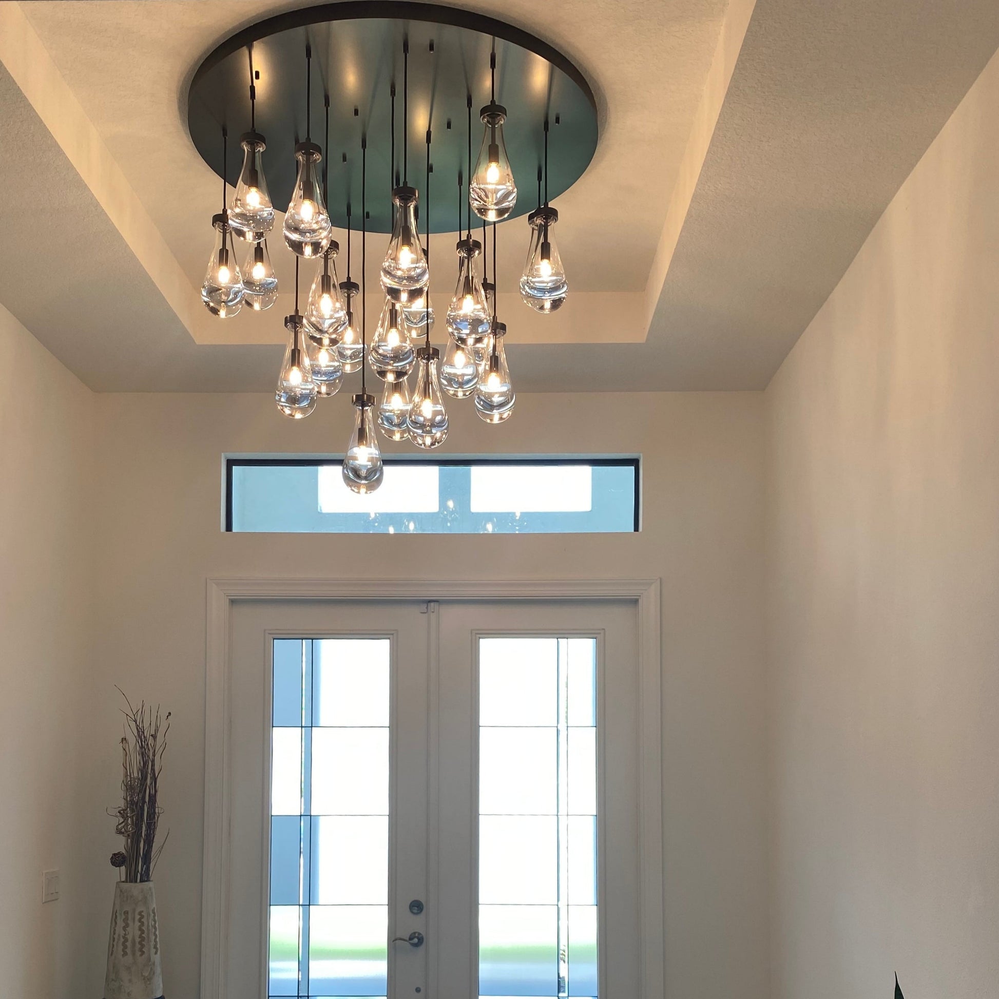 Raindrop Glass Round Chandelier 36"