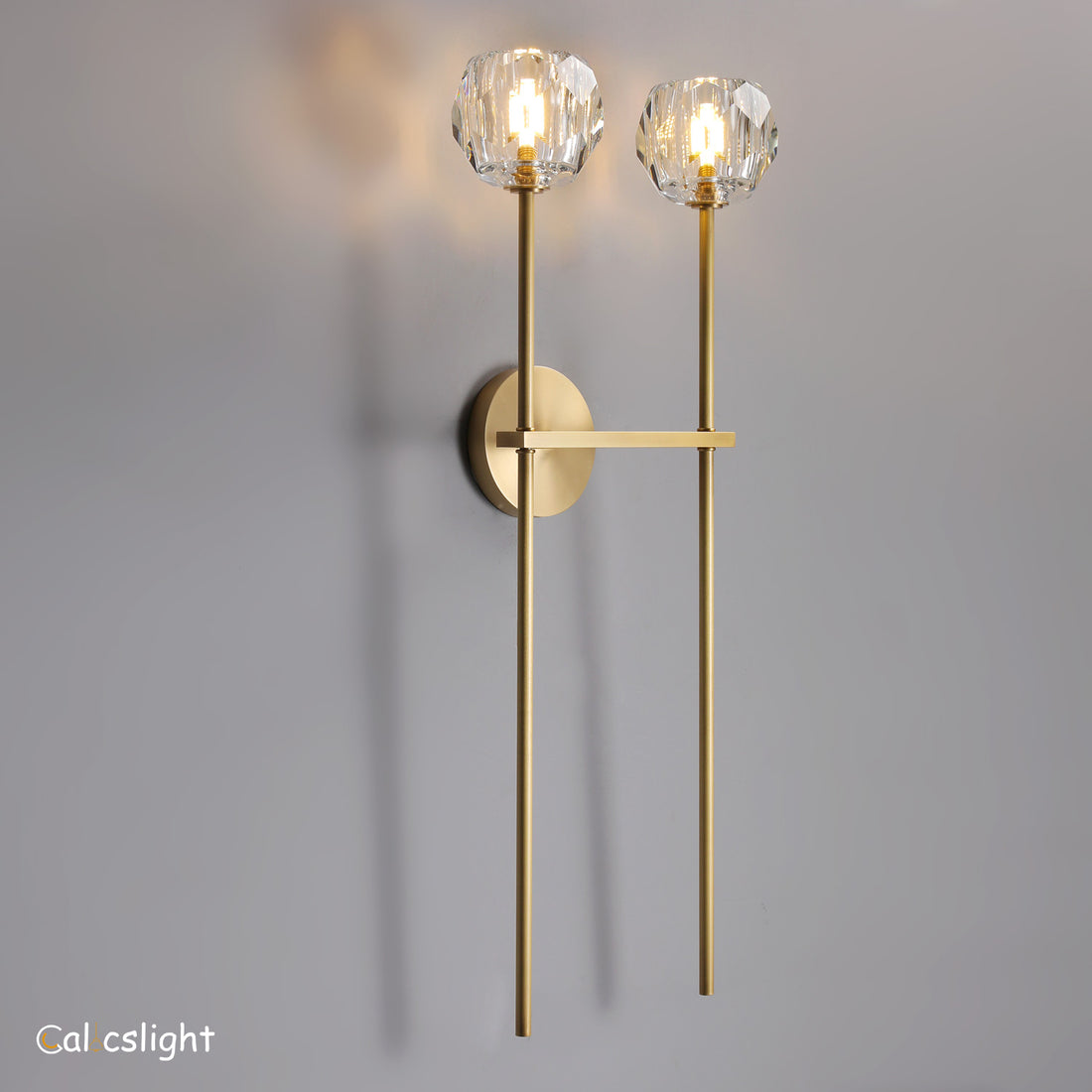 Bille De Clear Crystal Double Ball Wall Sconce 28"H