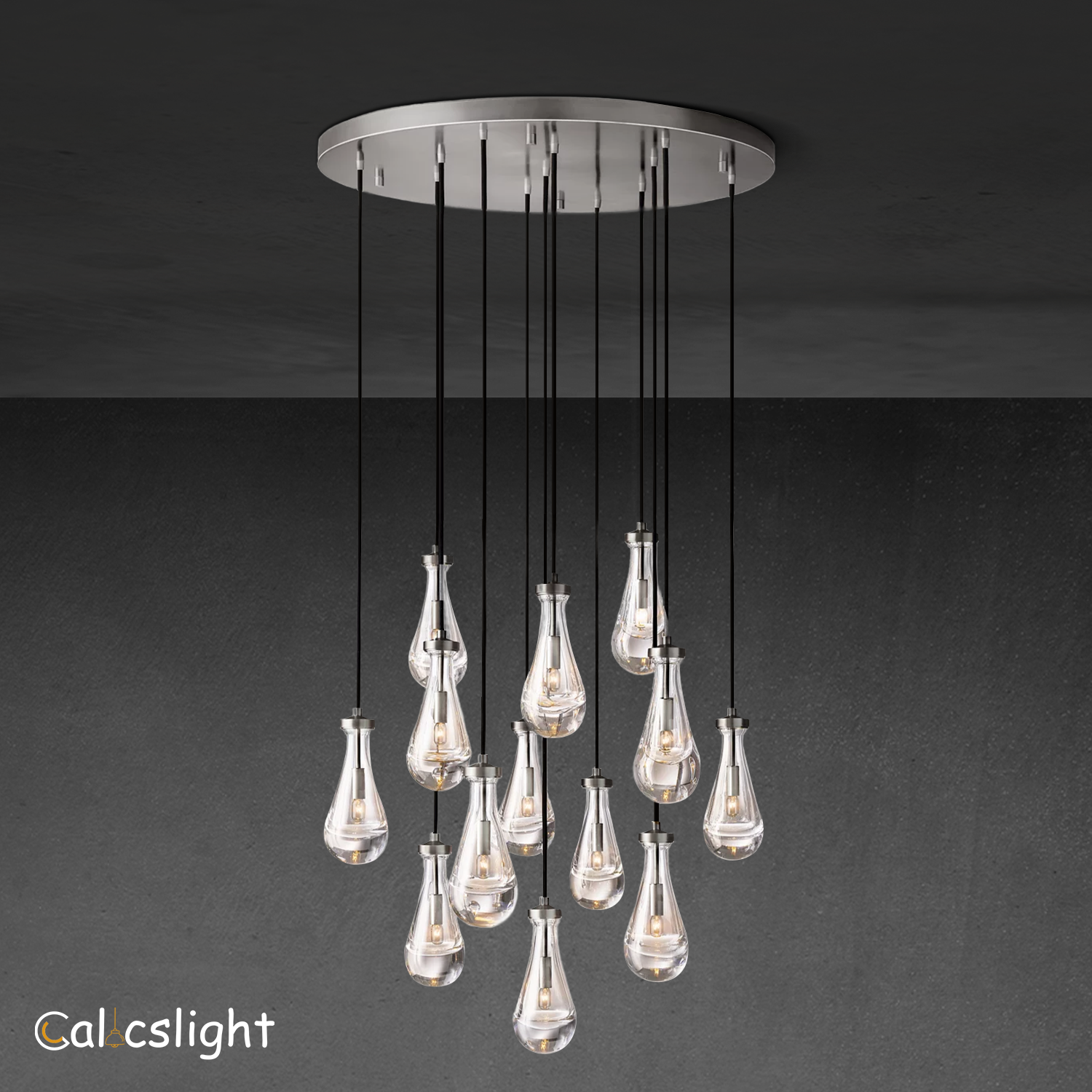 Raindrop Glass Round Chandelier 36"