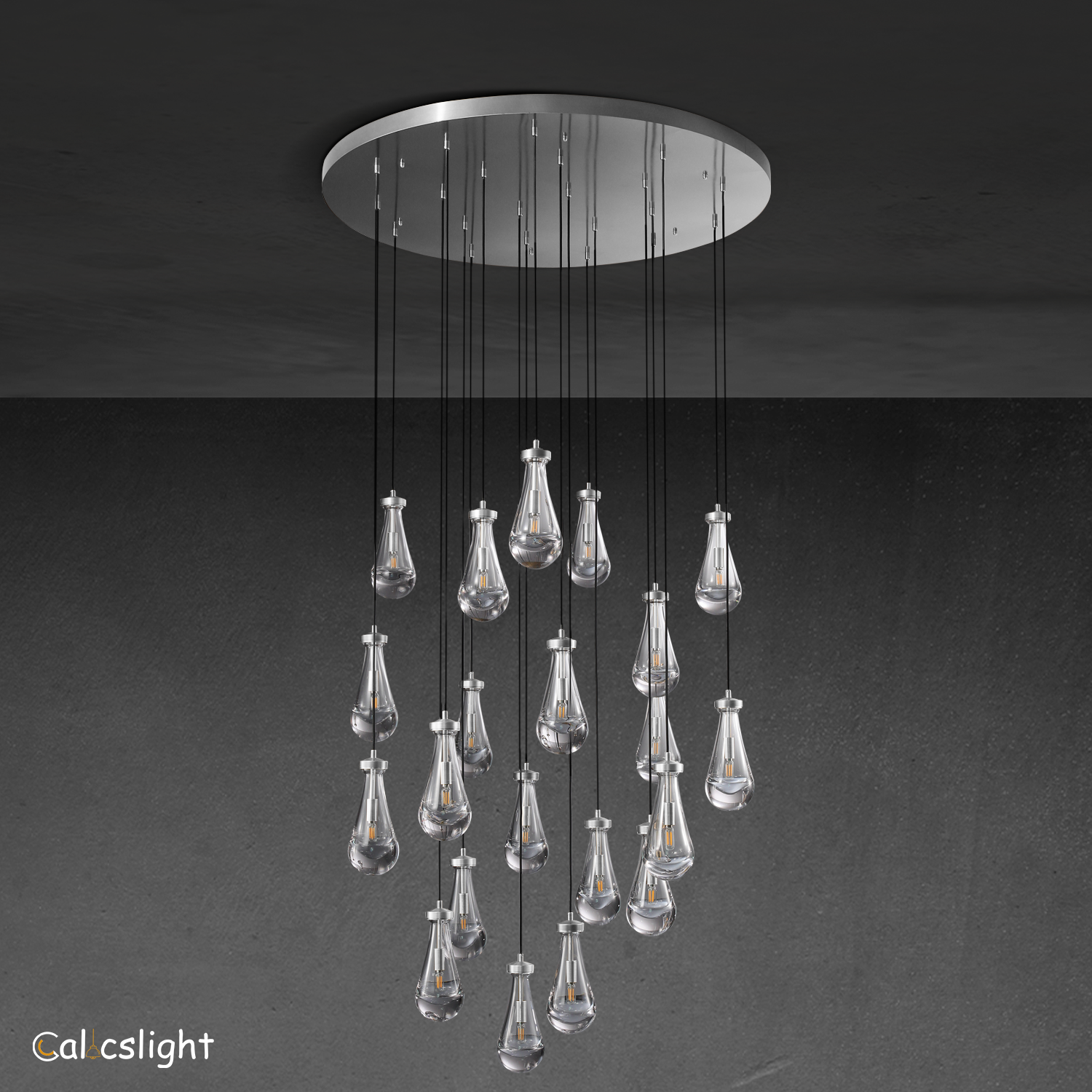 Raindrop Glass Round Chandelier 47"