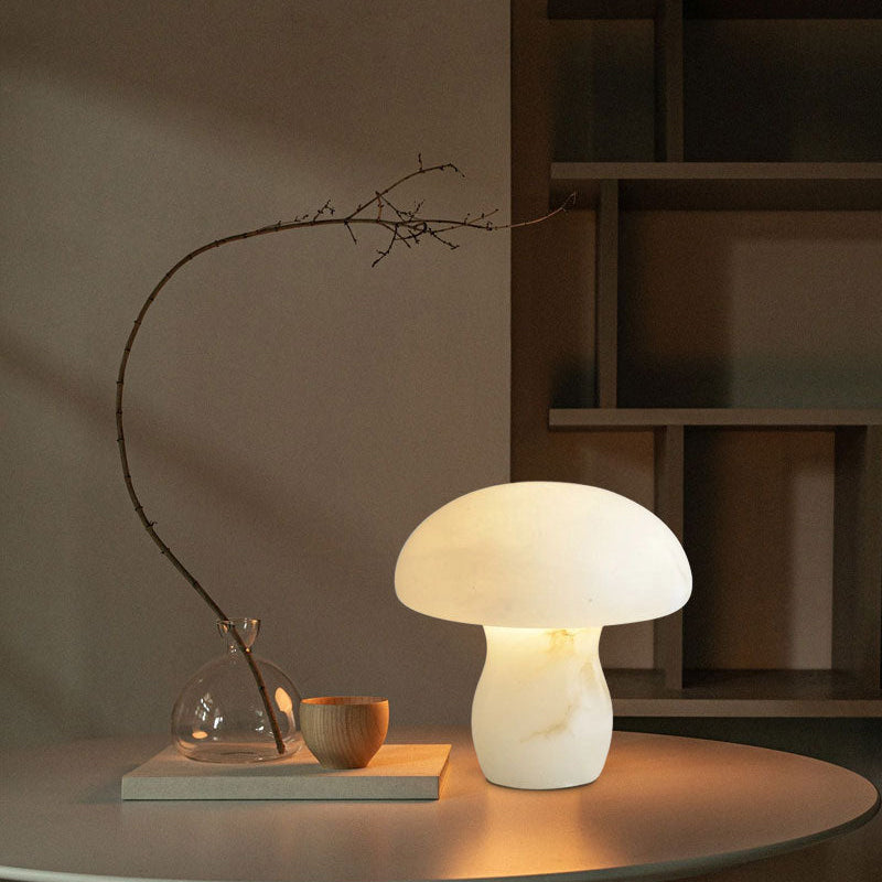 Modern Cosy White Marble Mushroom Shaped table lamp for bedroom