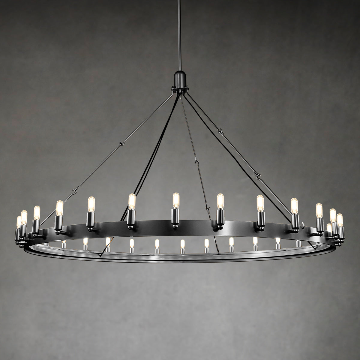 Caminy Vintage Filament Round Chandelier 63"