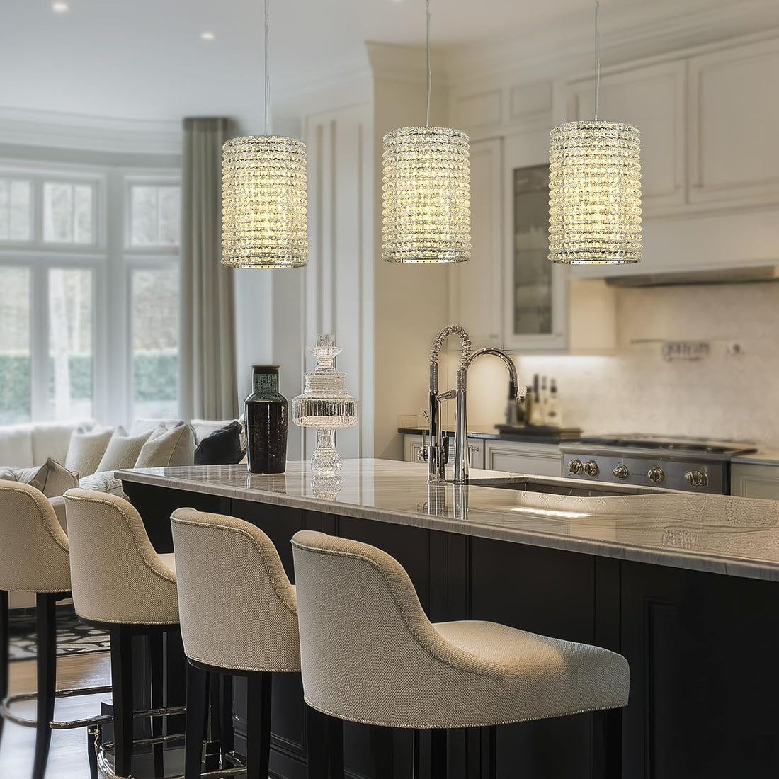 Smoke Grey Crystal Pendant Lights - Fast Delivery-1-Luxehomezone