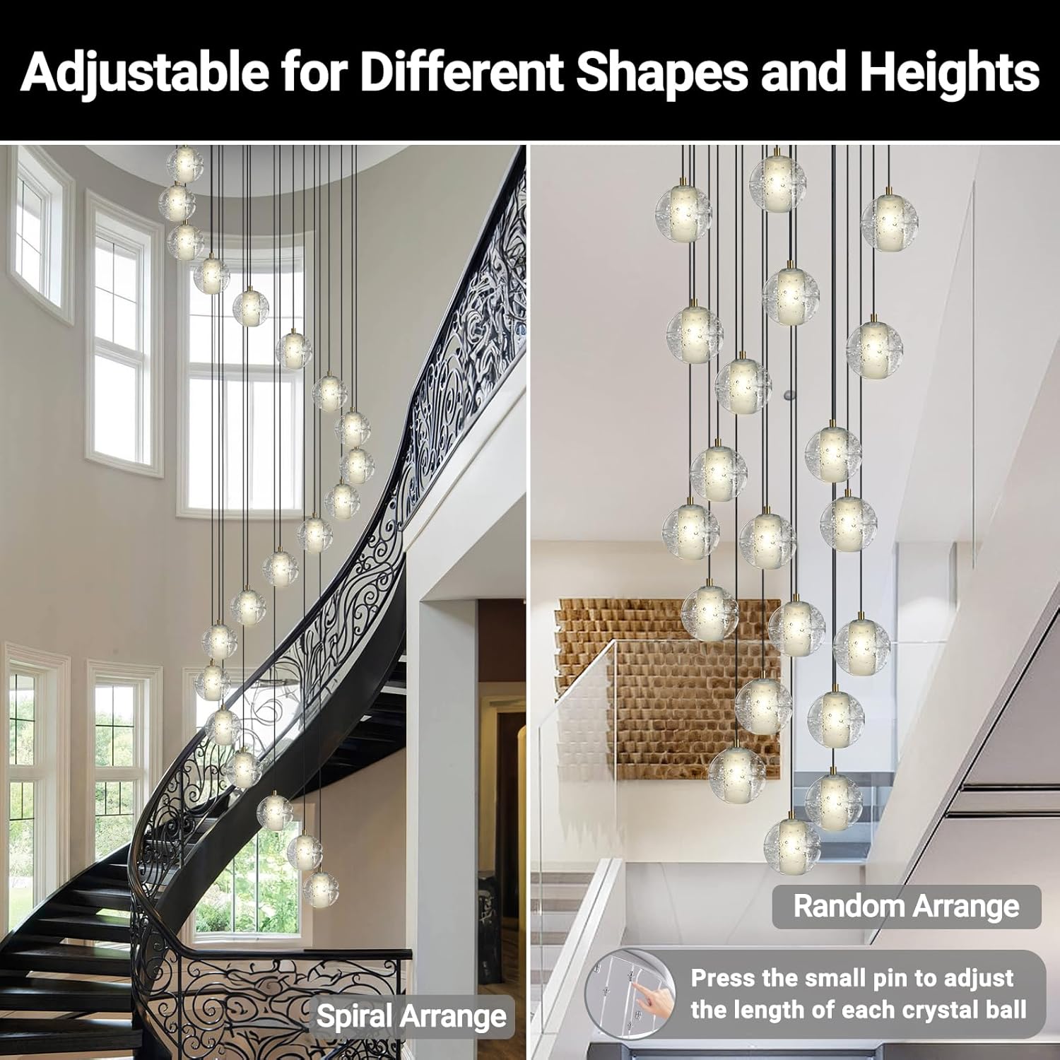 Large LED Pendant Chandeliers with Crystal Bubble Ball - Fast Delivery-1-Luxehomezone