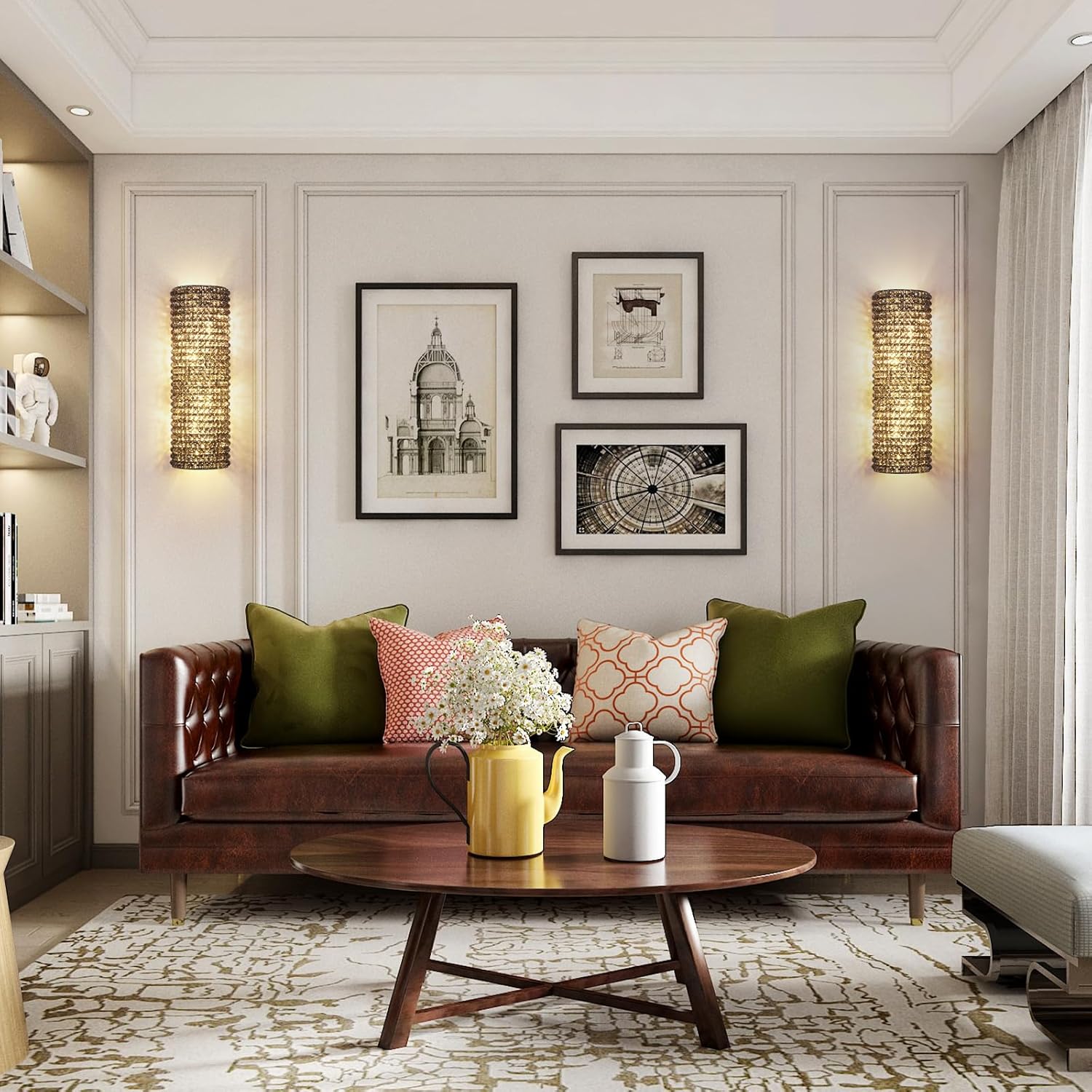 Smoke Grey Crystal Beaded Wall Sconce Light - Fast Delivery-1-Luxehomezone