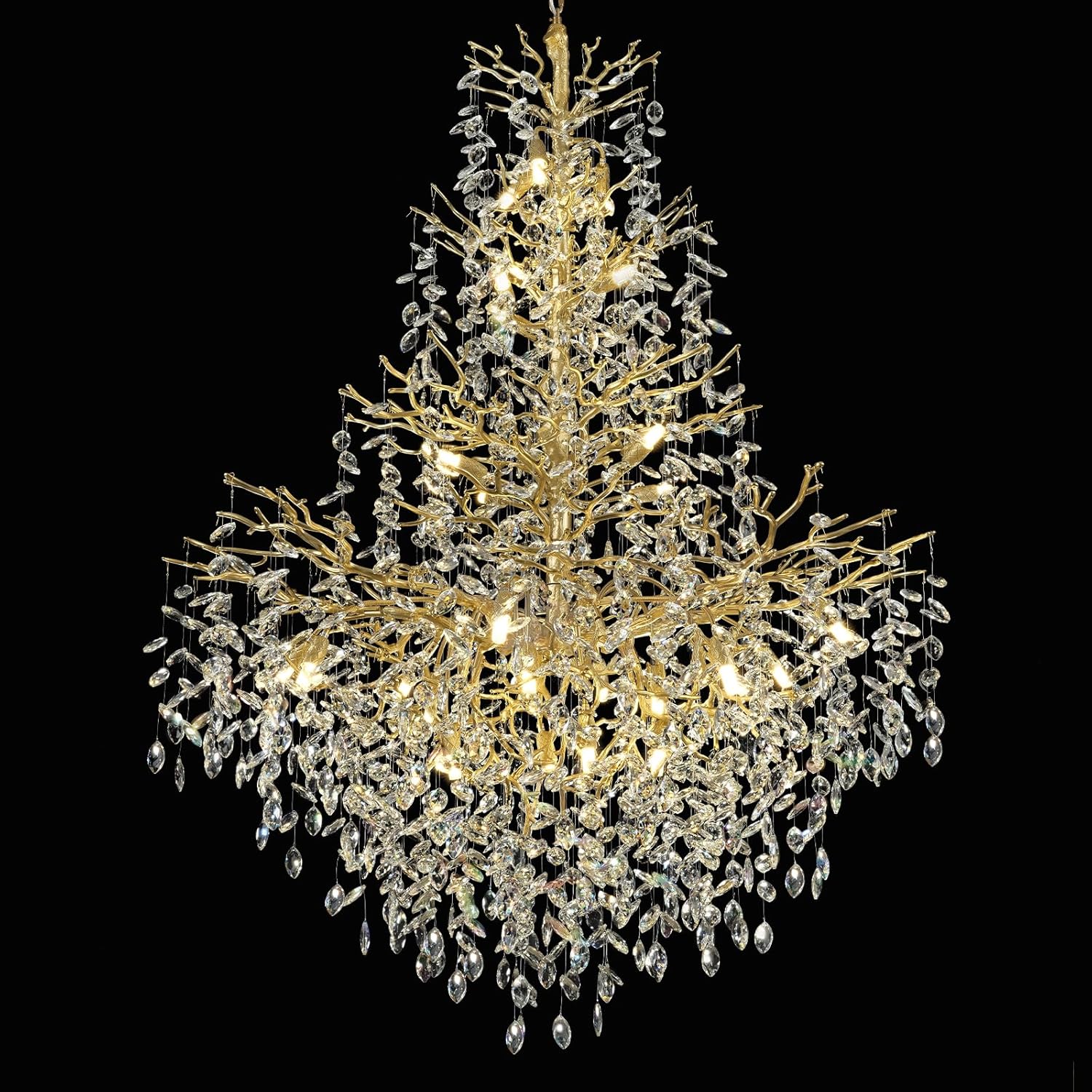 Silver Tree Branch Crystal High Ceilings Chandeliers - Fast Delivery-1-Luxehomezone