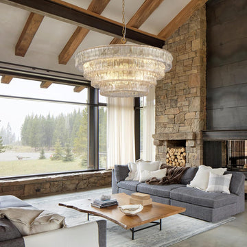 Amor 4-Tiered Round ClearArc-shaped Glass Chandelier D36