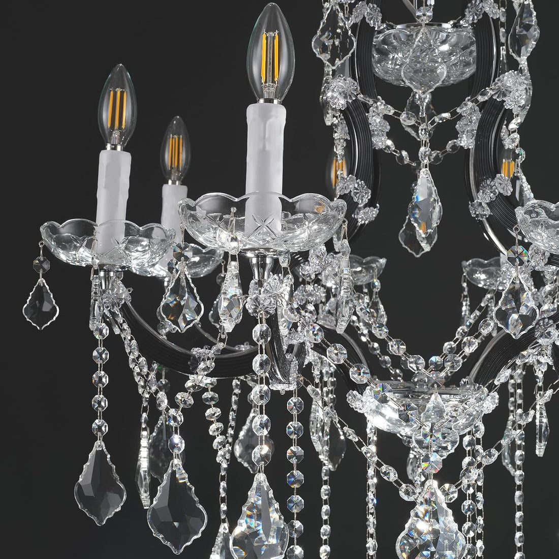 Luxurious Rococo Iron & Crystal Chandelier