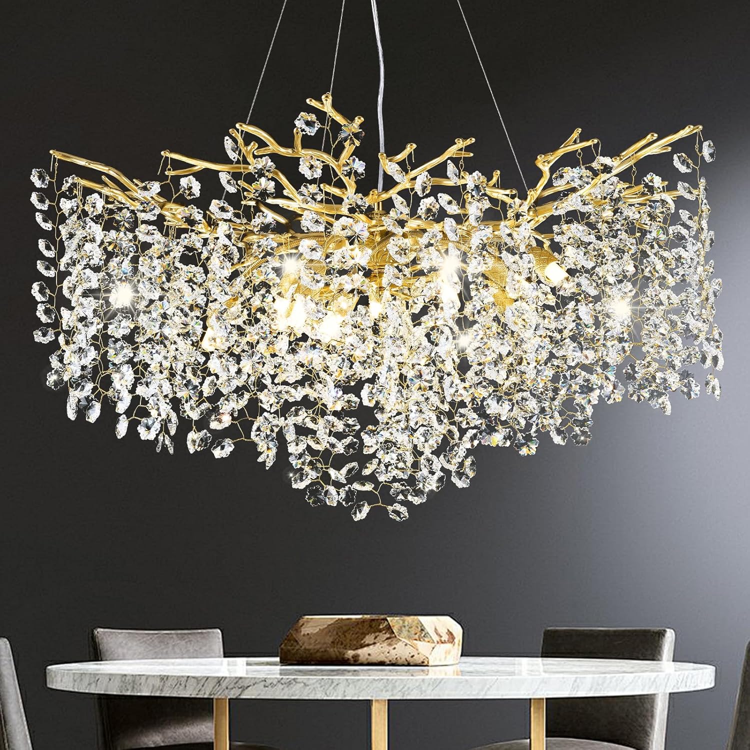 Tree Branch Chandelier for Dining Room L55in - Fast Delivery-1-Luxehomezone