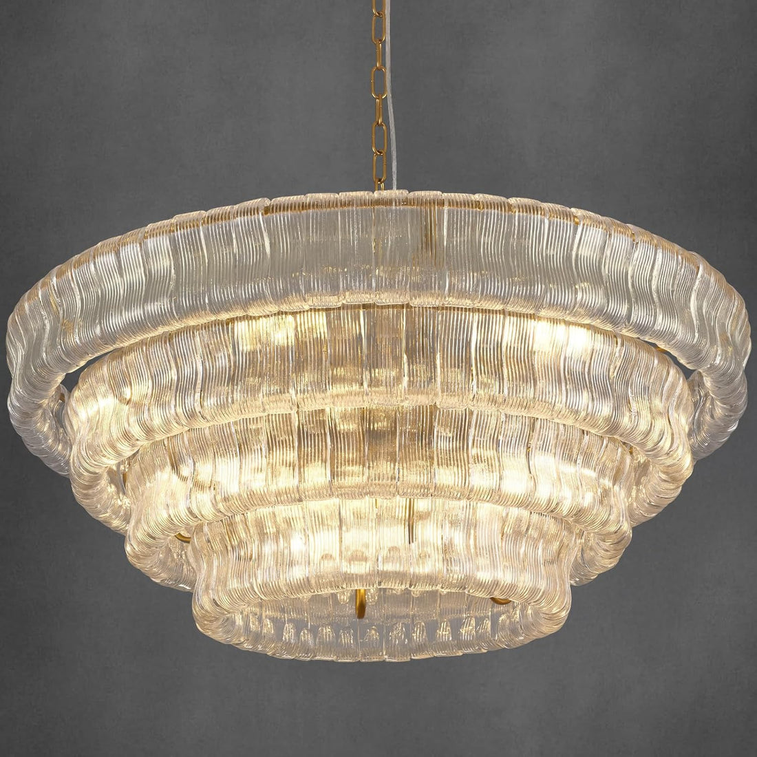 Amor 4-Tiered Round ClearArc-shaped Glass Chandelier D36