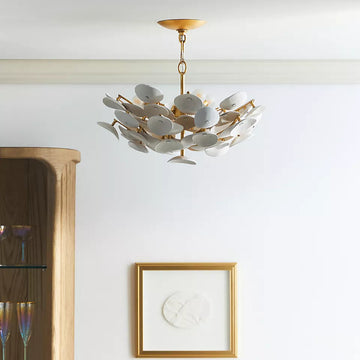 Aimi 3 Light Vintage Gold Leaf Semi Flush Ceiling Light