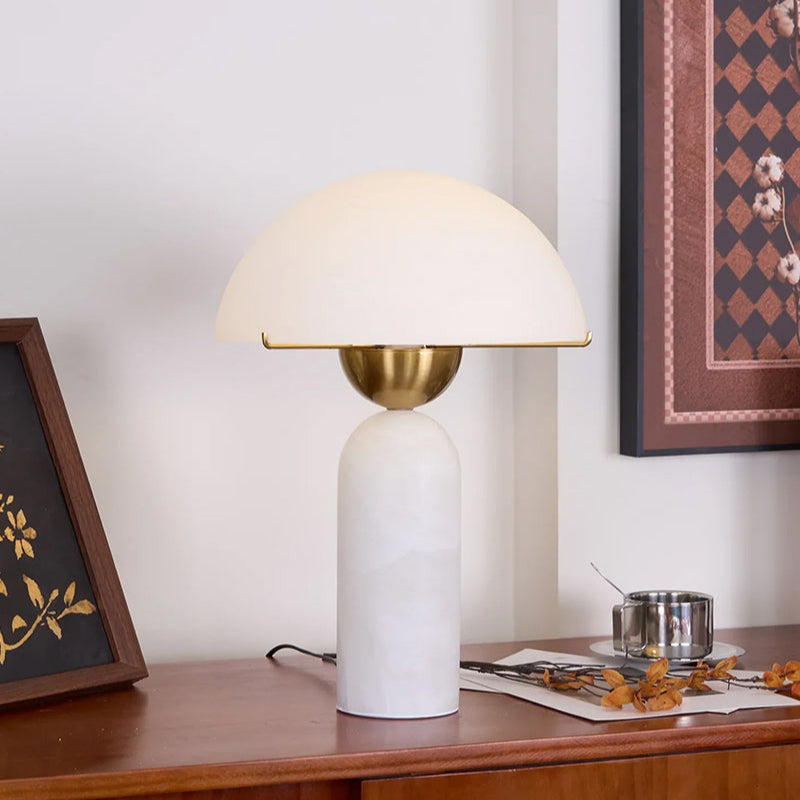 Alabaster white marble table lamp