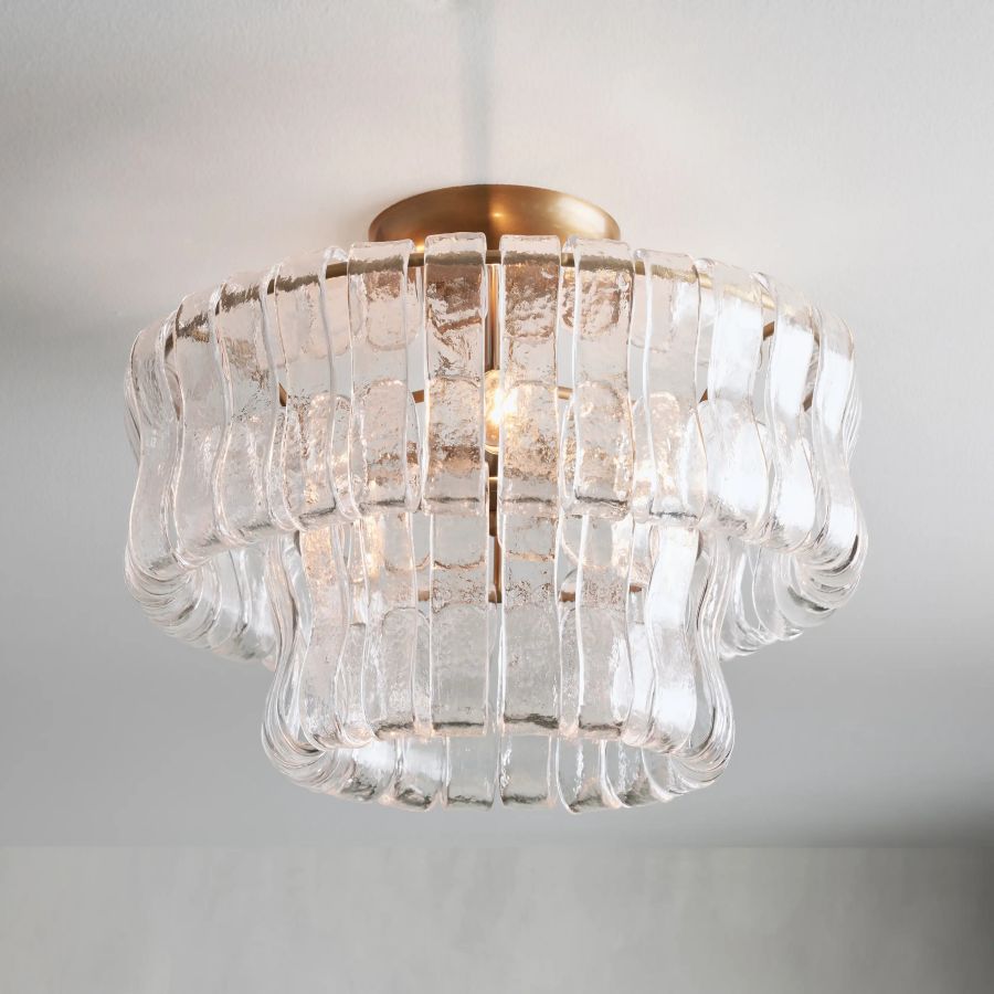Ghiaccios 2-Tier Glass Round Flush Mount 18"D