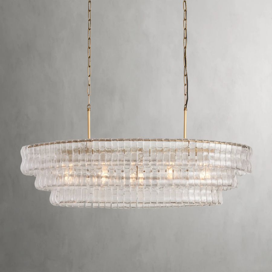 Ghiaccios Glass Oval Chandelier 54"W/65"W