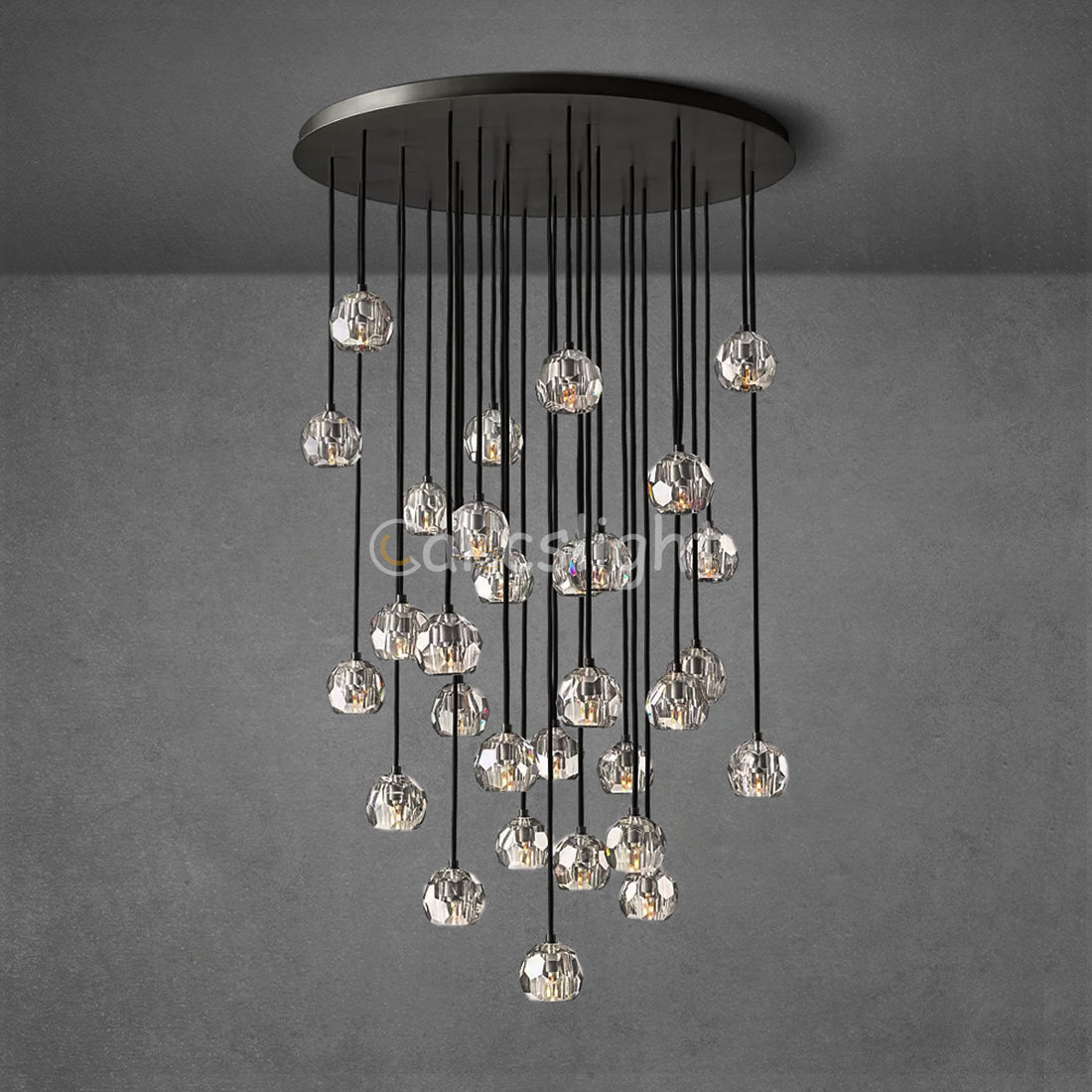 Bille De Crystal Round Cluster Chandelier 60"