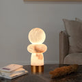 Antique White Alabaster Table Lamp Wide 8