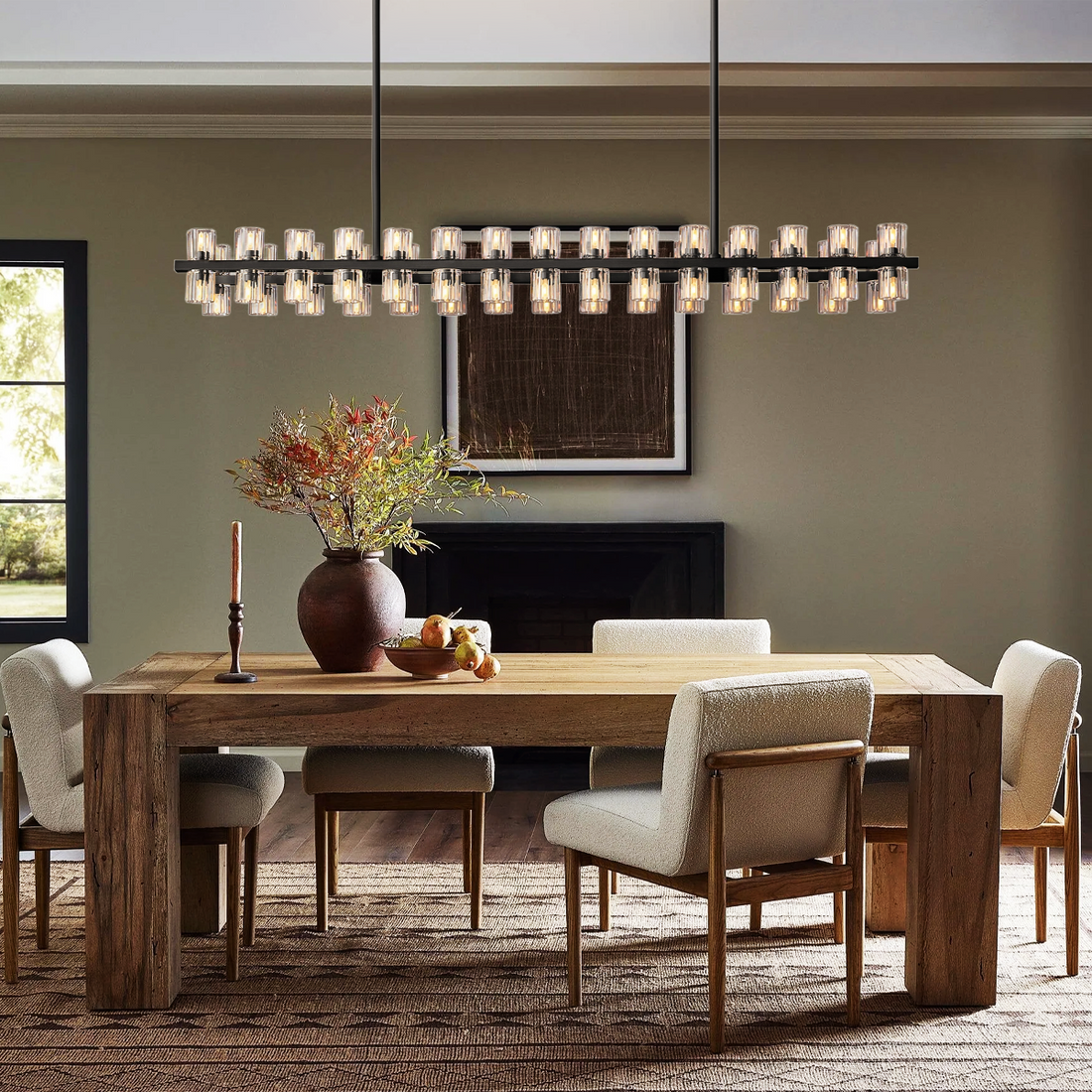 Arcachon Crystal Rectangular Chandelier 54" 