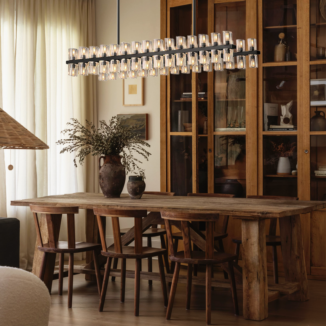 Arcachon Crystal Rectangular Chandelier 54" 