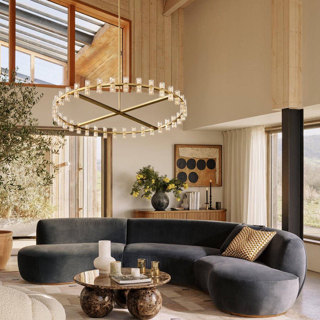 Arcachon Crystal Round Chandelier 60"