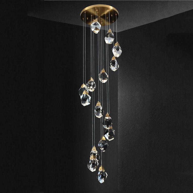 Masonry Faceted Crystal Prisms Chandeliers for Staircase Loft