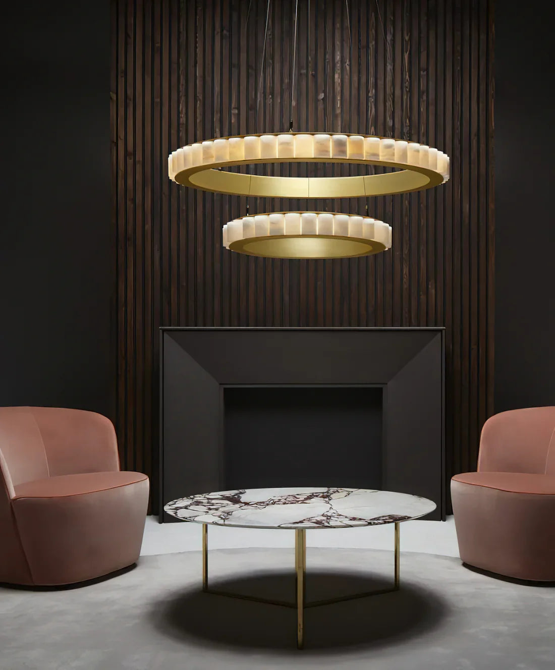 Avalon Alabaster 2 Layer Chandelier