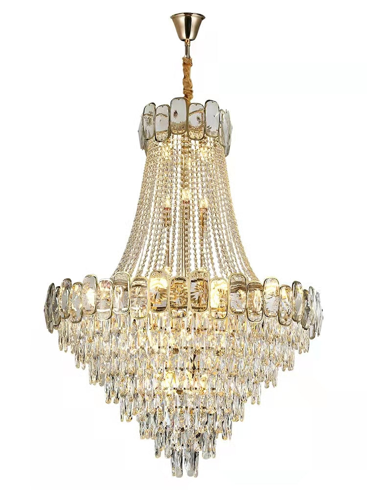 Foyer Staircase Chandelier Luxury K9 Crystal Ceiling Light For Living Room / Hallway