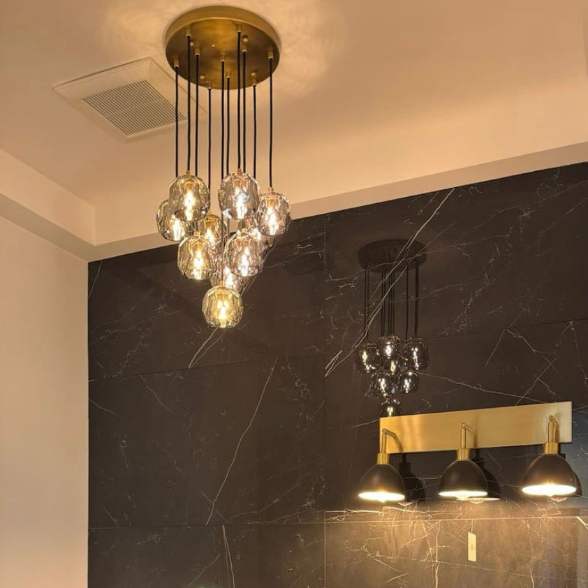 Bille De Crystal Ball Cluster Chandelier 14"