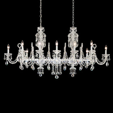 Traditional Crystal S6912 Sterling Linear 12-lt 58" Chandelier