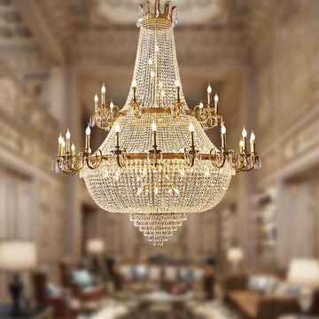 Oversized Luxury Double-layers Golden French Style Crystal Chandelier  for Living/Dinning Room/Foyer/Hallway/Staircase