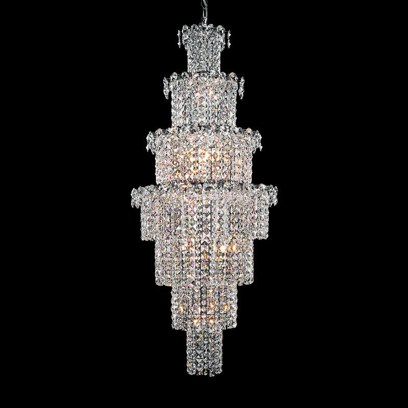 Large Multi-pieces Crystal Chandelier Stylish Ceiling Light Fixture For Foyer Living Room Staircase