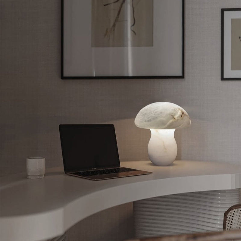 Modern Cosy White Marble Mushroom Shaped table lamp for bedroom