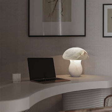 Modern Cosy White Marble Mushroom Shaped table lamp for bedroom